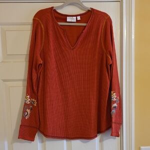 Belle by Kim Gravel Top with Floral Embroidery